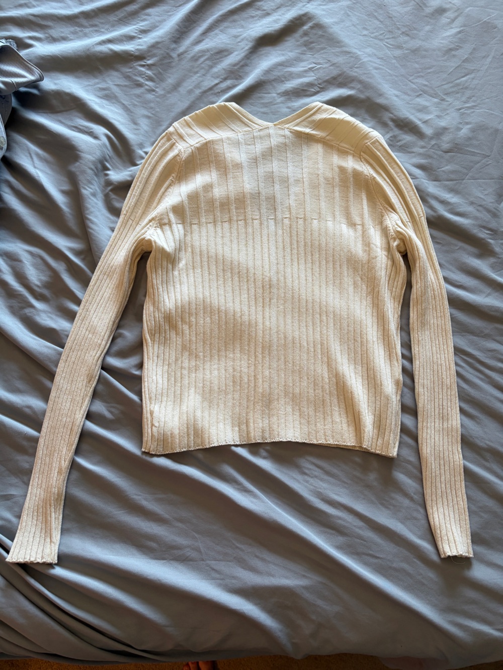 Mango Cream Ribbed Button-Front Cardigan - Picture 8 of 8